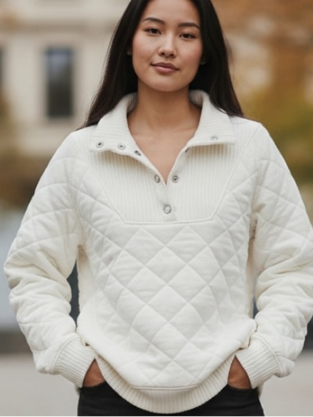 Rae Mode White Quilted Pullover Puffer Jacket Large